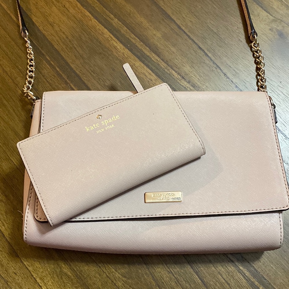 Kate Spade cream colored crossbody with matching wallet.
